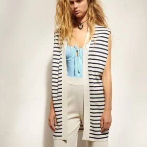 NWOT Zara Striped Open Front Knit Vest long vest  S